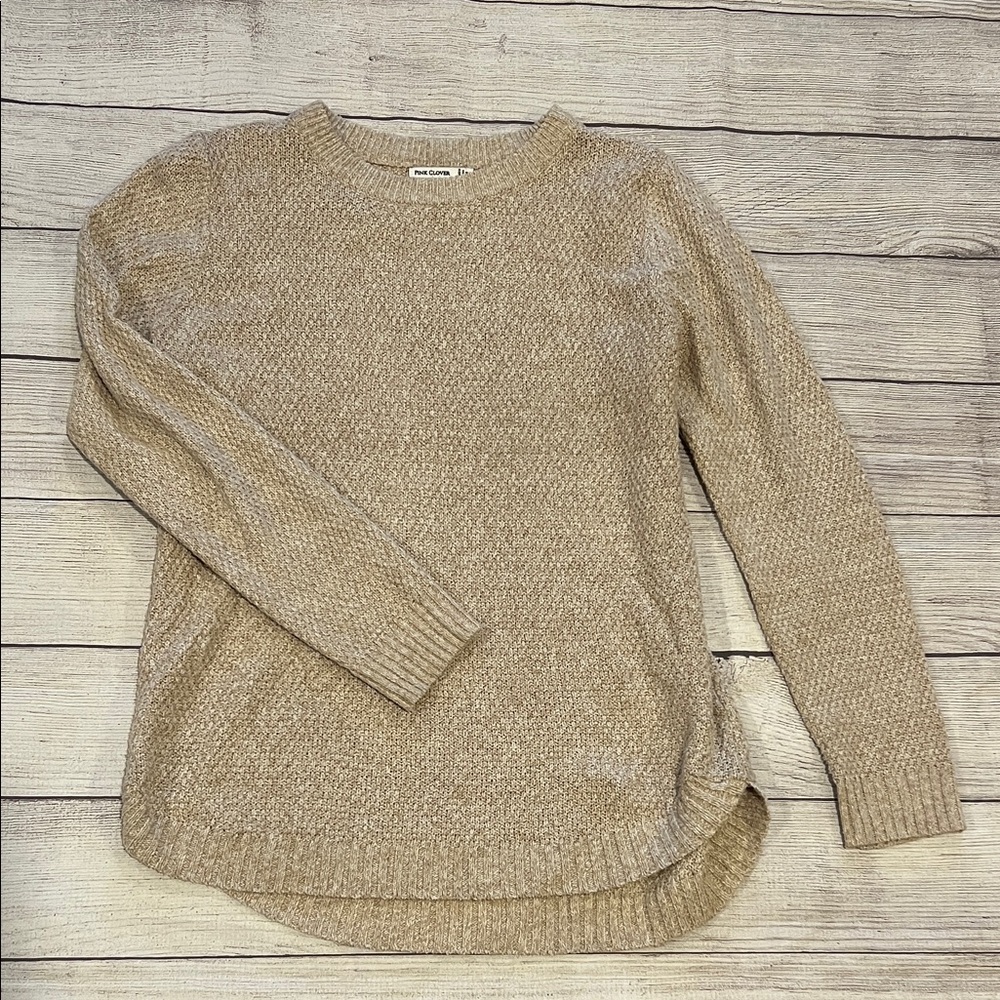 Pink Clover Beige Crew Neck Sweater